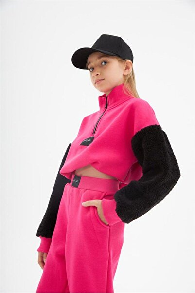 Hilal Akıncı Kids Kız Çocuk Fermuarlı Dik Yaka Sweatshirt Eşofman Takımı