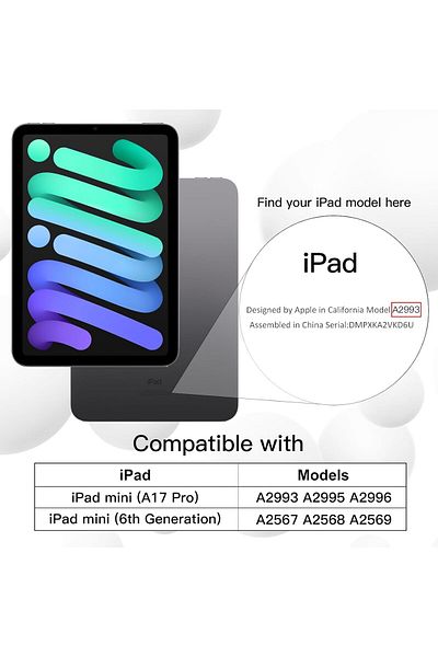 erorex حافظة JETech لجهاز iPad mini (A17 Pro، موديل 2024، الجيل السابع) / mini 6 (موديل 2021، الجيل السادس)