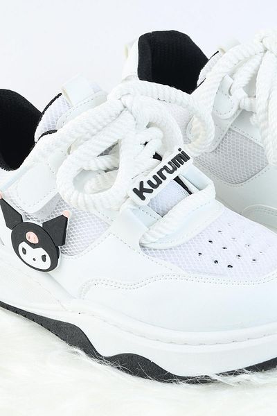 Moda Lime Unisex Children's Sports Shoes Kuromi Special Design Lace-Up and Velcro Sneakers