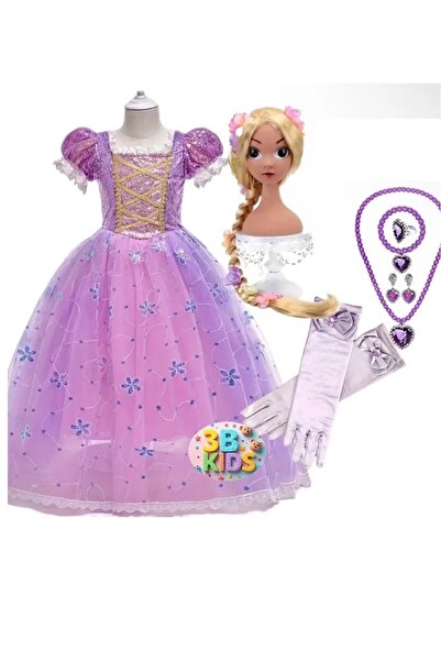 3b kids rapunzel peruklu kostüm seti