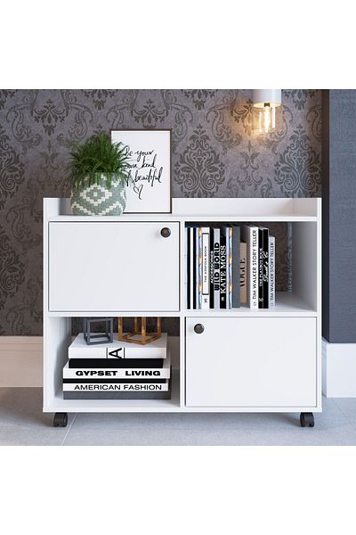 Danube Home Lairon 2-door Cabinet - White L90xw35xh75cm