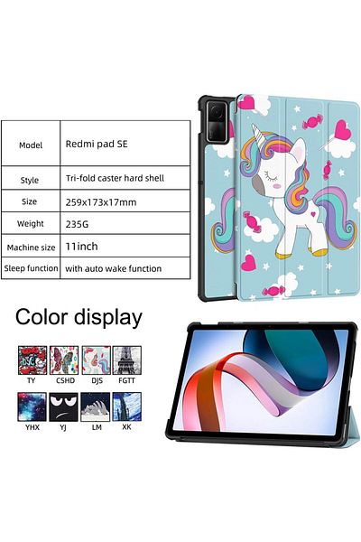 erorex Fegishilly Tablet Case Compatible With Xiaomi Redmi Pad SE 11inch 2023 Case Tri-Fold Smart Case,Hard