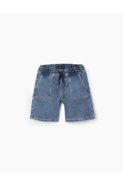 Ziddy Denim Shorts with Patch Pockets for Boys, Blue