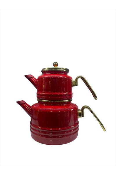 Ünsal Showroom MissBetty Linea  Troy Emaye Çaydanlık Takımı Kırmızı