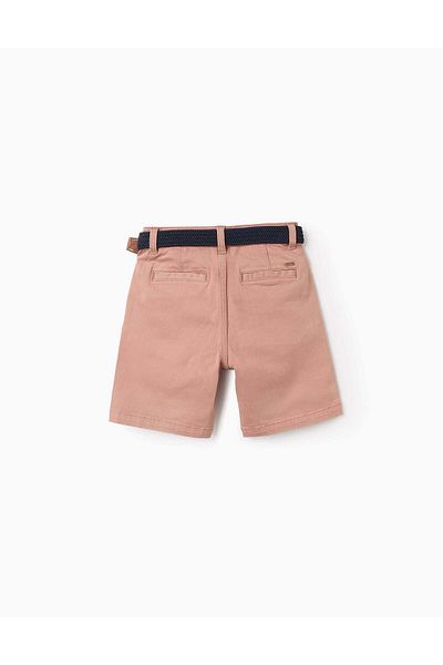 Ziddy Twill Shorts with Belt for Boys 'Midi', Brown/Dark Blue