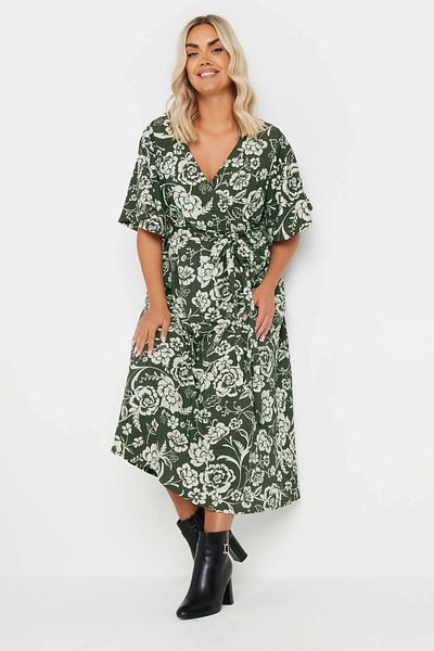 Stil Diva Plus Size Short Sleeve V Neck Belted Wrap Dress 137988