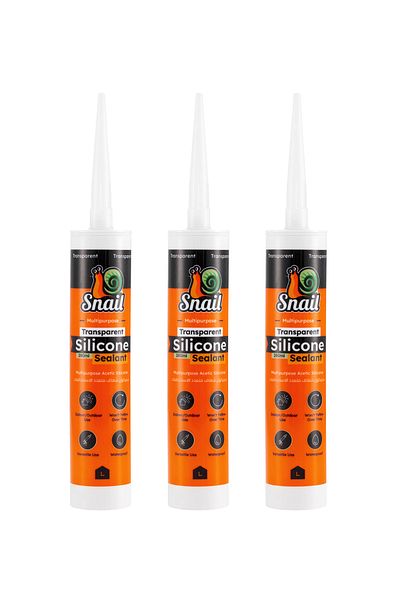 Lawazim Snail Silicone Sealant Set of 3 – Transparent, Waterproof, Quick-Dry, Flexible Clear Caulk