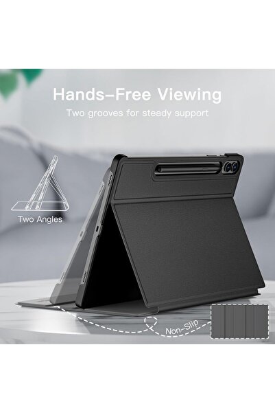 JETech Case for Samsung Galaxy Tab S10 Plus/S9 Plus 12.4" with S Pen Holder - Graphite Black