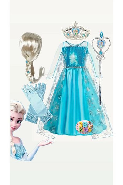 3b kids Costum rochie Elsa cu perucă Frozen