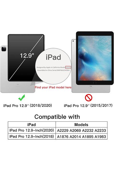 erorex حافظة JETech لجهاز iPad Pro مقاس 12.9 بوصة (طراز 2020/2018، الجيل الرابع/الثالث) مع حامل قلم ودعم