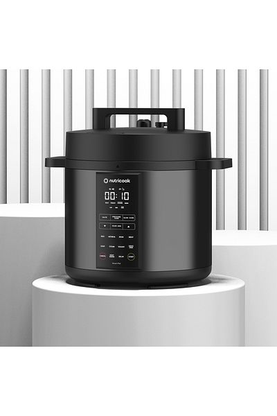 Nutricook Electric Pressure Cooker 6L, Rice Cooker, Steamer with Extra Sealing Ring & Float Valve, 1000W Black