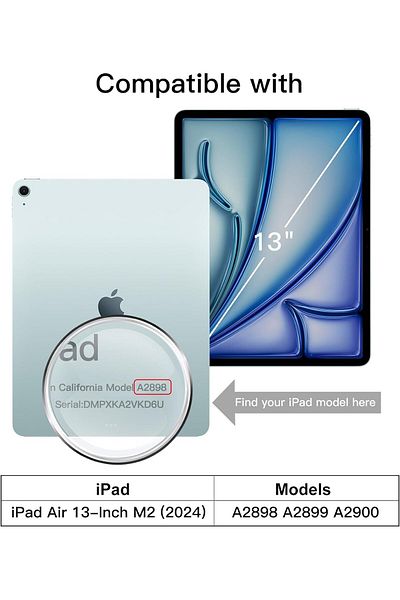 erorex حافظة شفافة من JETech لجهاز iPad Air مقاس 13 بوصة M2 (2024)، شفافة ومضادة للصدمات ومضادة للاصفرار، لجهاز لوحي رفيع