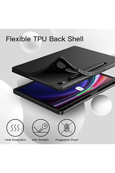 JETech Soft Tri-fold TPU Case with S Pen Holder & Auto Sleep/Wake for Samsung Galaxy Tab S9 11" - Gr