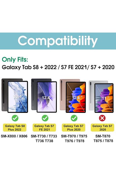 erorex حافظة ProCase لجهاز Galaxy Tab S7 FE 5G 2021/S8 Plus 2022/S7 Plus 2020 مقاس 12.4 بوصة مع حامل قلم S،