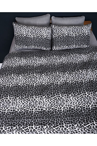 ÇIQRIK HOME Lastikli Çarsaflı Tek Kişilik Ranforce Nevresim Takımı Leopar Leoparlı Desen