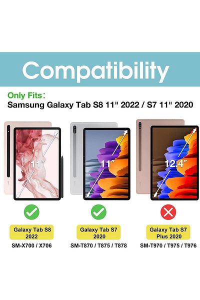 erorex حافظة ProCase Galaxy Tab S8/S7 بلوحة مفاتيح مقاس 11 بوصة، غطاء واقٍ خفيف الوزن نحيف مع لوحة مفاتيح مغناطيسية
