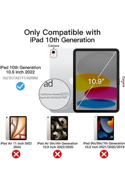 erorex حافظة JETech لجهاز iPad 10 (10.9 بوصة، موديل 2022، الجيل العاشر) مع حامل قلم، جهاز لوحي رفيع