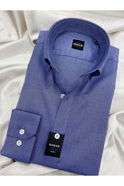 Sarar Cămașă ALBASTRU DESCHIS, ȚESĂTĂ, GULER OXFORT, SLIM FIT