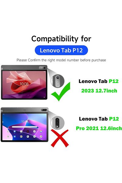 erorex جراب XIEHUZA لجهاز Lenovo Tab P12 مقاس 12.7 بوصة 2023 - أسود
