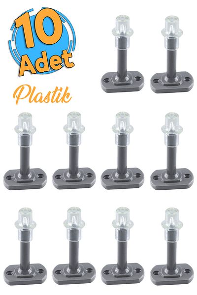 Badem10 10 buc. Gri pentru ușă de mobilier, mâner din spate, opritor, tampon, 8 cm, din plastic, opritor, suport