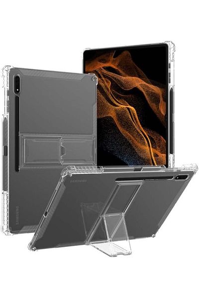 erorex جراب شفاف من QJONSIU متوافق مع Samsung Galaxy Tab S10 Ultra، [خاصية الحامل] رفيع للغاية وشفاف عالي الدقة