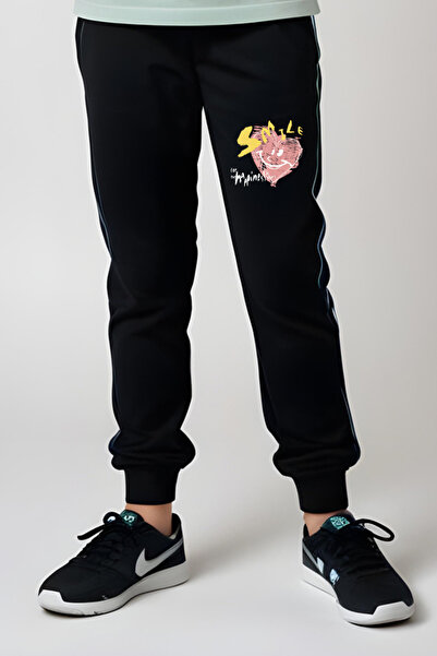 YA KO KİDS Smile Printed Girl's Short Sleeve T-Shirt and Sweatpants Set