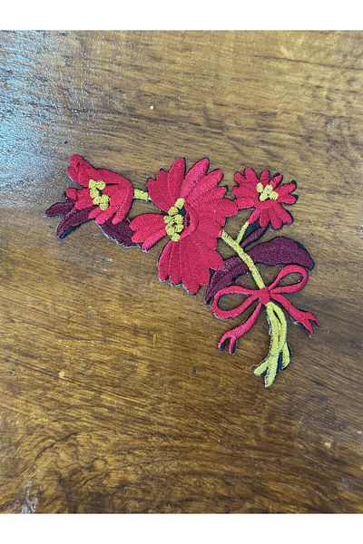 Gönülden Tasarım Iron-On Embroidery Process Flower Coat Sewing Applique 10X6 cm