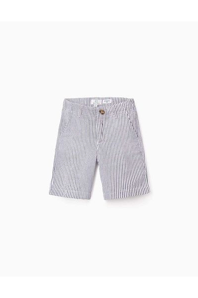 Ziddy Striped Shorts for Boys 'Midi', White/Blue