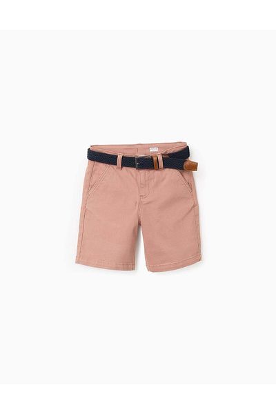 Ziddy Twill Shorts with Belt for Boys 'Midi', Brown/Dark Blue