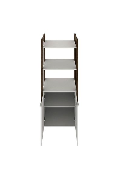 Danube Home Lean Tall Display Cabinet With 2 Doors - White/walnut L65xw35.5xh165.5cm