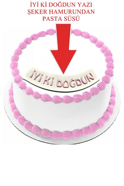 Pasta9 Happy Birthday from Candy Dough Lettering Pink Color Cake Decoration on White
