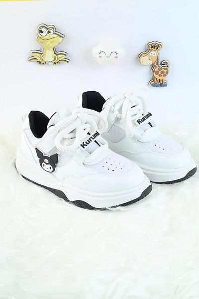 Moda Lime Unisex Children's Sports Shoes Kuromi Special Design Lace-Up and Velcro Sneakers