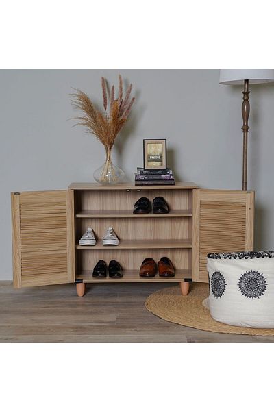 Danube Home Niva 9-Pair Shoe Cabinet - Brown L76.8xW33.6xH67.5cm