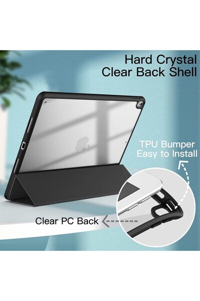 JETech iPad Air 3 / iPad Pro 10.5 Slim Transparent Back Case with Pencil Holder (Black)