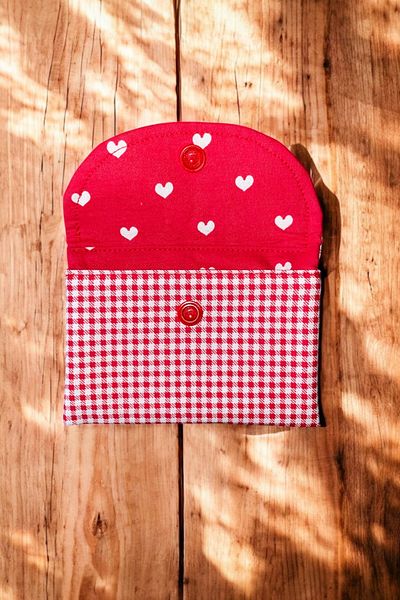 SAPHYRA Handmade Women's Linen Fabric Cloth Wallet with Snap Closure - Zipper Front Eye and 2 Internal Compartments