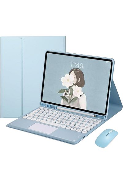 erorex حافظة NALACAL لجهاز Galaxy Tab S9 Plus مزودة بلوحة مفاتيح ولوحة مفاتيح بلوتوث قابلة للفصل من الجلد