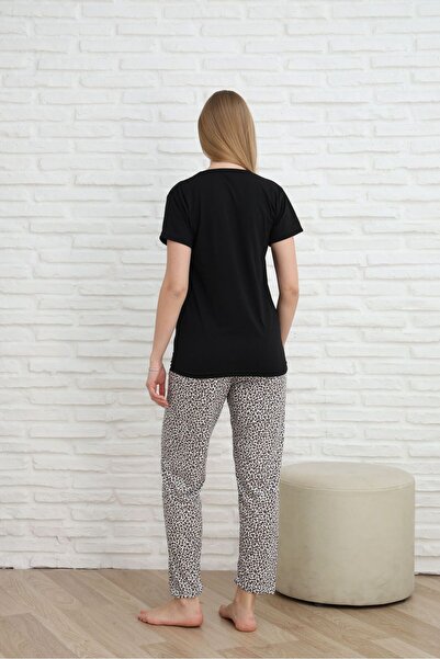 Lunaberry Women's Pajama Set Leopard Kitten Printed, Short Sleeve, Summer 100% Cotton, Soft, Dowry