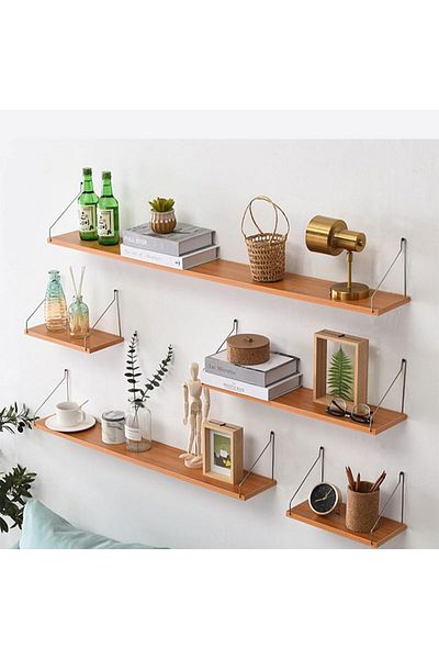 fulina 3-Piece Wall Floating Shelf,Easy to Install, for Storing Books/ Vases/ Hanging Pictures,30+40+50cm