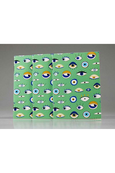 4nio Green Evil Eye Μίνι σημειωματάριο 3 τεμαχίων