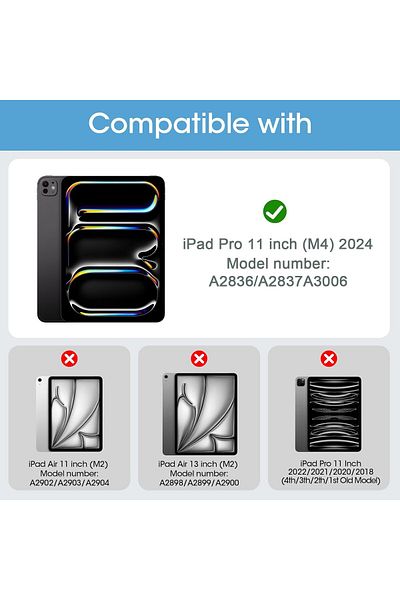 erorex حافظة ProCase الذكية لجهاز iPad Pro 11 بوصة (M4) 2024 مع حامل قلم، ظهر شفاف، حافظة رفيعة قابلة للطي ثلاثية