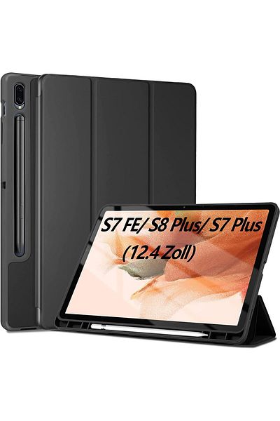 erorex جراب XIEHUZA لجهاز Samsung Galaxy Tab S8 Plus / S7 Plus / S7 FE مقاس 12.4 بوصة، نحيف وخفيف الوزن وقابل للطي ثلاثيًا