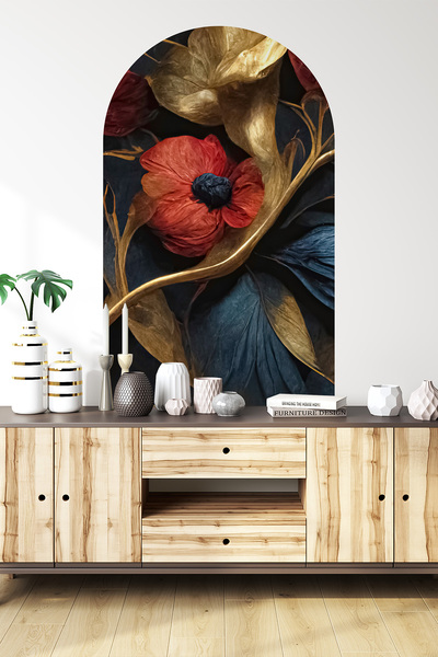 Pluswall ملصق ورق حائط على شكل زهور ثلاثية الأبعاد ذاتي اللصق بيضاوي الشكل، س...