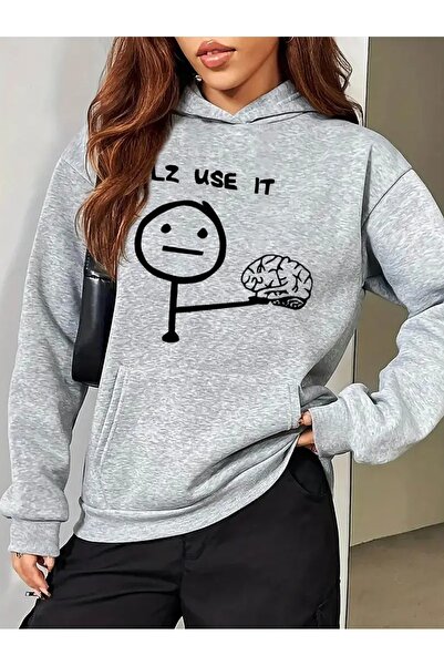 kahire سويت شيرت نسائي مضحك مطبوع عليه "Use This" باللون الأسود والرمادي مقاس...