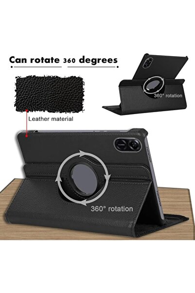 neslin PU Leather 360° Rotatable Multi-Angle Case for Honor Pad X9/X8 Pro 11.5-inch (Black)