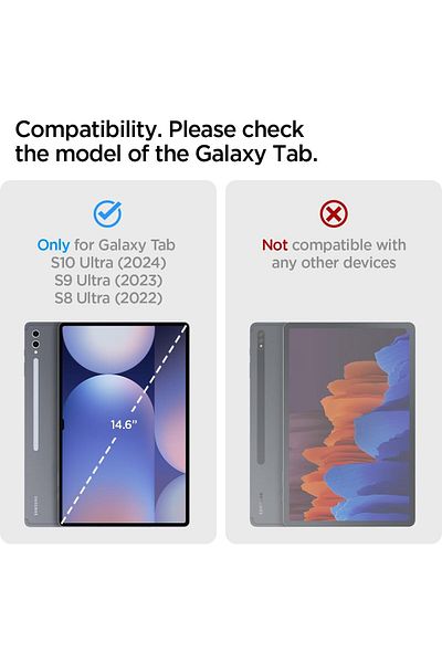Spigen جراب Ultra Hybrid Pro لجهاز Samsung Galaxy Tab S10 Ultra / Tab S9 Ultra / Tab S8 Ultra - رمادي