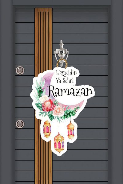 samsunlazer Modern Wooden Door Ornament - Welcome Ya City Ramadan Outdoor Special Cut