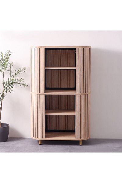 Danube Home مكتبة كاليبرا - خشب بلوط أبيض اللون طول 100 × عرض 40 × ارتفاع 160 سم