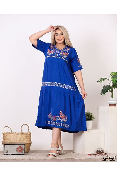 Genrics Comfortable, flowing, embroidered cotton reception jalabiya, below the knee
