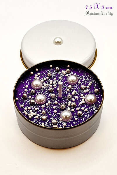 ANCİLLA Hindistan Cevizi Kokulu Inci Taneli Aşk & Bolluk Mumu | 3d Teneke Kutuda | Dekoratif Hediyelik