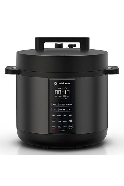 Nutricook Electric Pressure Cooker 8L, Rice Cooker, Steamer with Extra Sealing Ring & Float Valve, 1200W Black